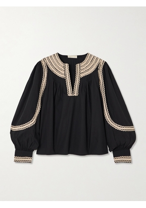 Ulla Johnson - Laurenza Ricrac And Grosgrain-trimmed Cotton-poplin Blouse - Black - US00,US0,US2,US4,US6,US8,US10,US12,US14,US16