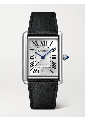 Cartier - Tank Must 41mm Extra-large Stainless Steel And Leather Watch - Silver - One size