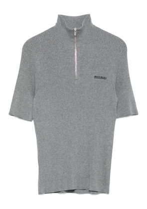 Miu Miu short sleeve knitted top - Grey