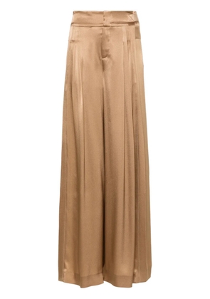 Alberta Ferretti pleat-detail satin palazzo pants - Brown
