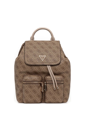 GUESS USA Manhattan monogram flap backpack - Brown