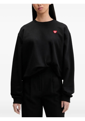 HUGO heart-patch crew-neck sweatshirt - Black