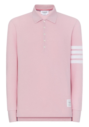Thom Browne three-stripe long-sleeved polo shirt - Pink