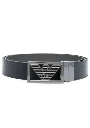 Emporio Armani logo-plaque buckle belt - Black