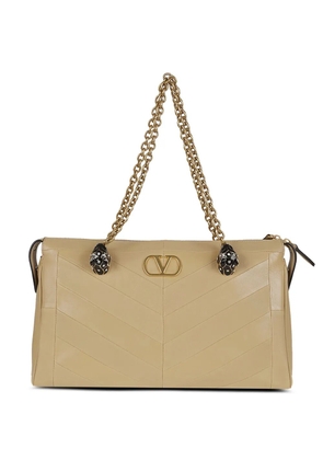 Valentino Garavani Chevron chain leather shoulder bag - Neutrals