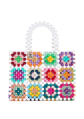 Bad at math beaded tote bag - White