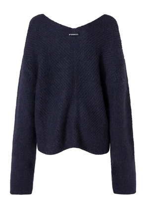 PINKO herringbone-pattern V-neck jumper - Blue