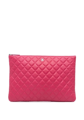 CHANEL Pre-Owned 2014 Large Quilted Lambskin O Case clutch bag - Pink