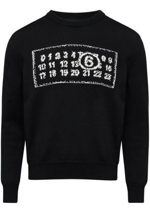 MM6 Maison Margiela Numbers-motif crew-neck jumper - Black