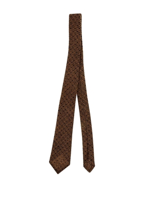 PETRONIUS geometric-pattern wool tie - Brown