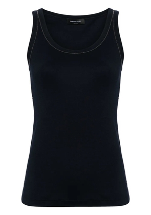 Fabiana Filippi beaded-trim fine-ribbed tank top - Blue