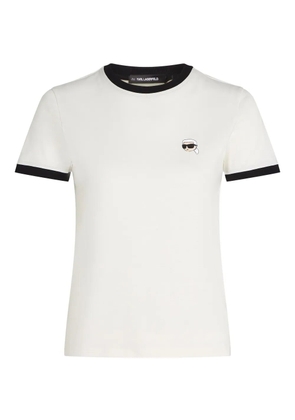 Karl Lagerfeld Ikon contrasting-trim petite T-shirt - White