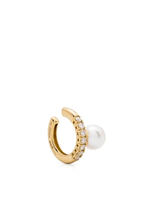 Mizuki 18kt yellow gold Akoya pearl and diamond earcuff