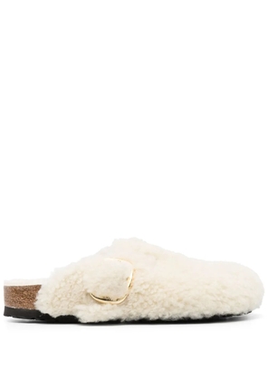 Birkenstock Boston buckled platform slides - Neutrals