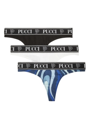 PUCCI logo-print cotton thong (set of three) - Blue