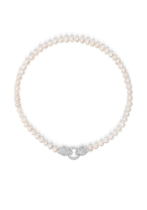 Nialaya Jewelry Panther Head pearl-embellished necklace - White