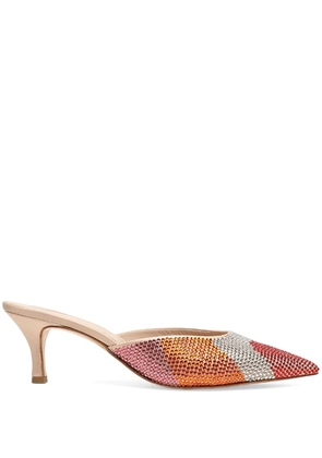Celia Kritharioti crystal-embellished leather mules - Red