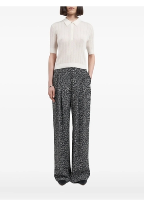 Maria McManus short-sleeve pointelle polo top - Neutrals