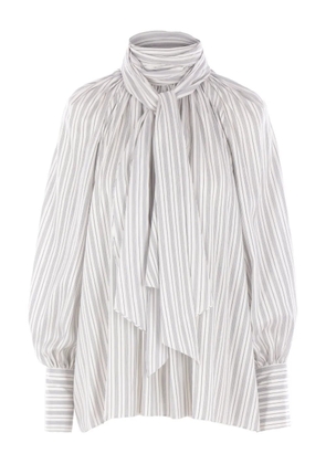 phaeonia scarf-collar puff-sleeve blouse - White