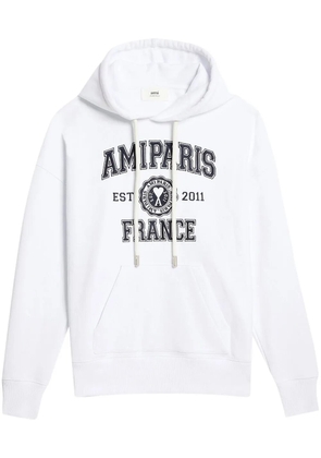 AMI Paris logo-print drawstring hoodie - White