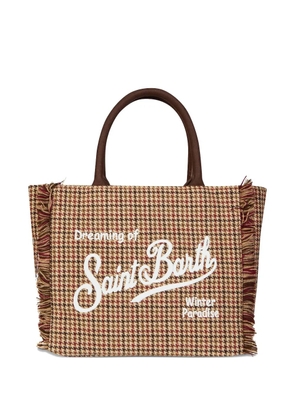 MC2 Saint Barth houndstooth fringed tote bag - Neutrals