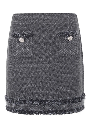 Blugirl Mouliné fringed embellished pocket mini skirt - Grey
