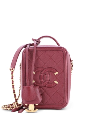 CHANEL Pre-Owned Filigree Vertical Vanity Case Quilted Caviar crossbody bag - Red