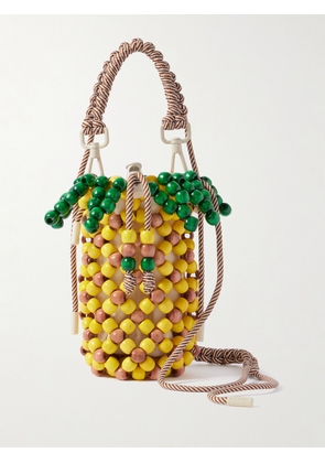 ALÉMAIS - Beaded Cotton-twill Tote - Yellow - One size