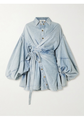 Zimmermann - Rebellion Gathered Denim Mini Wrap Dress - Blue - 00,1,2,3,4