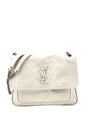 Saint Laurent Pre-Owned Niki Chain Flap Bag Matelasse Chevron Leather Baby shoulder bag - White