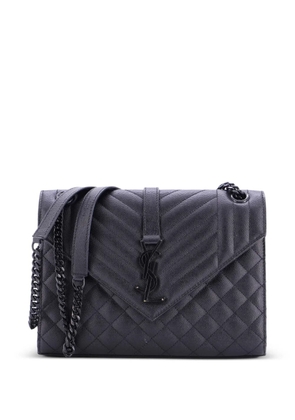Saint Laurent Pre-Owned Classic Monogram Envelope Satchel Mixed Matelasse Leather Medium shoulder bag - Black