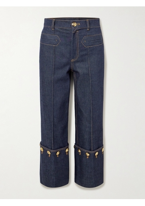 Zimmermann - Rebellion Embellished Cropped Mid-rise Straight-leg Jeans - Blue - 24,25,26,27,28,29,30,31,32