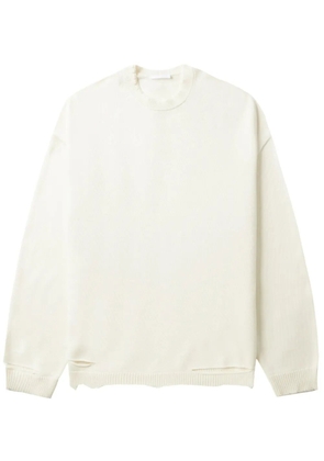Helmut Lang distressed-effect ribbed jumper - White