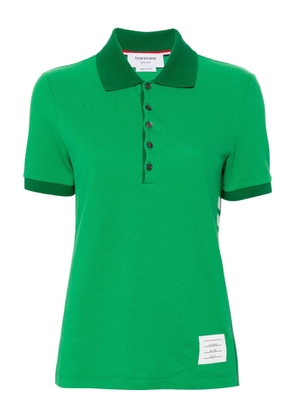 Thom Browne striped logo-patch polo shirt - Green