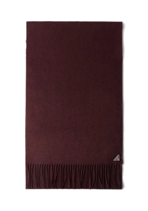 Prada triangle-logo fringed scarf - Red