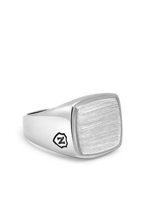 Nialaya Jewelry brushed-finish logo ring - Silver