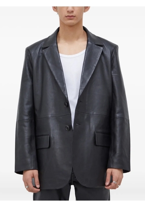 Won Hundred button pockets leather jacket - Black