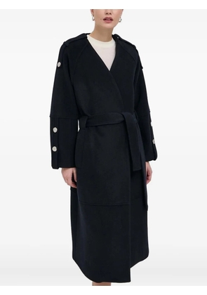 Beatrice B belted button-detailed coat - Blue