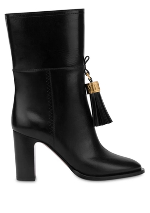 Moschino tassel-charm leather ankle boots - Black