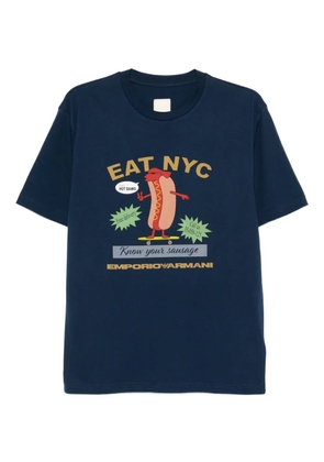 Emporio Armani graphic-print cotton T-shirt - Blue