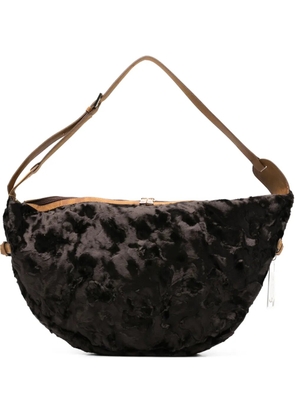 la milanesa fur-effect half-moon shoulder bag - Brown