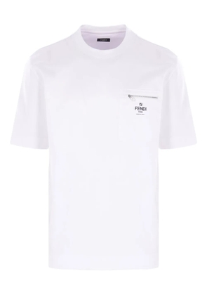 FENDI zip-pocket logo T-shirt - White