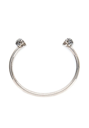 Alexander McQueen Jewelled Twin Skull bangle - Silver