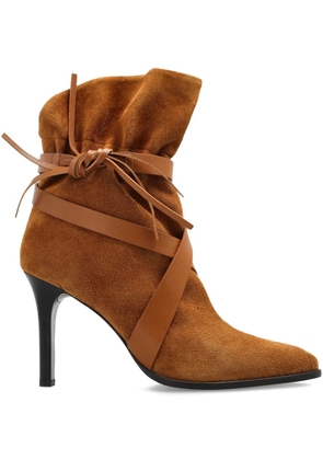 ISABEL MARANT 100mm suede wrap-tie ankle boots - Brown