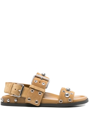 Valentino Garavani Nellcôte studded buckle sandals - Brown