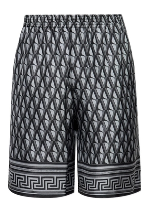 Versace Greca-trim silk shorts - Grey