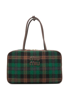 Miu Miu tartan logo-detail shoulder bag - Green