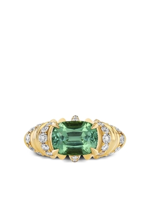 Lizzie Mandler Fine Jewelry 18kt yellow gold Crescent emerald and diamond ring