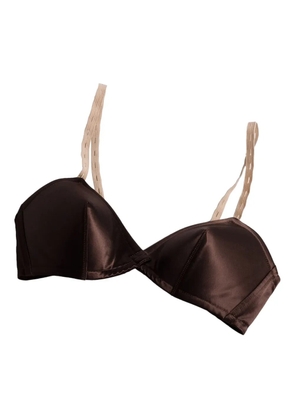Miu Miu logo-patch satin bra - Brown