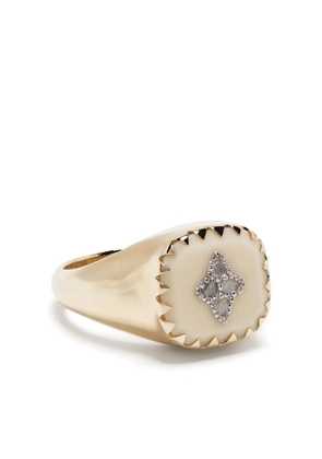 Pascale Monvoisin 9kt yellow gold Pierrot bakelite and diamond signet ring